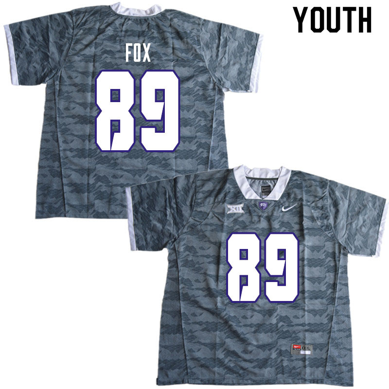 Youth #89 Hayden Fox TCU Horned Frogs College Football Jerseys Sale-Gray - Click Image to Close